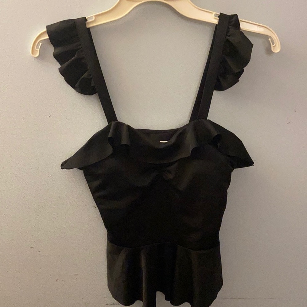 Shein Black ruffley tankini